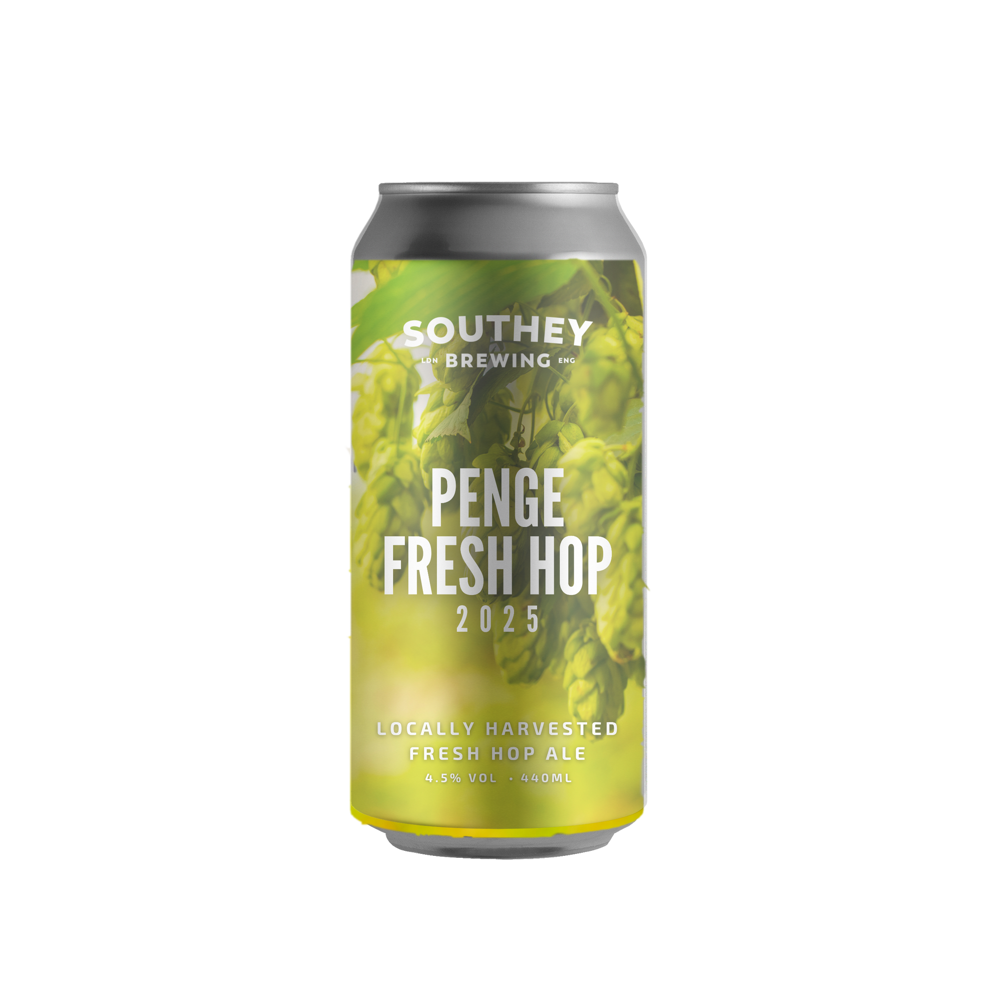 Can of Penge Fresh Hop beer by Southey Brewing on a white background