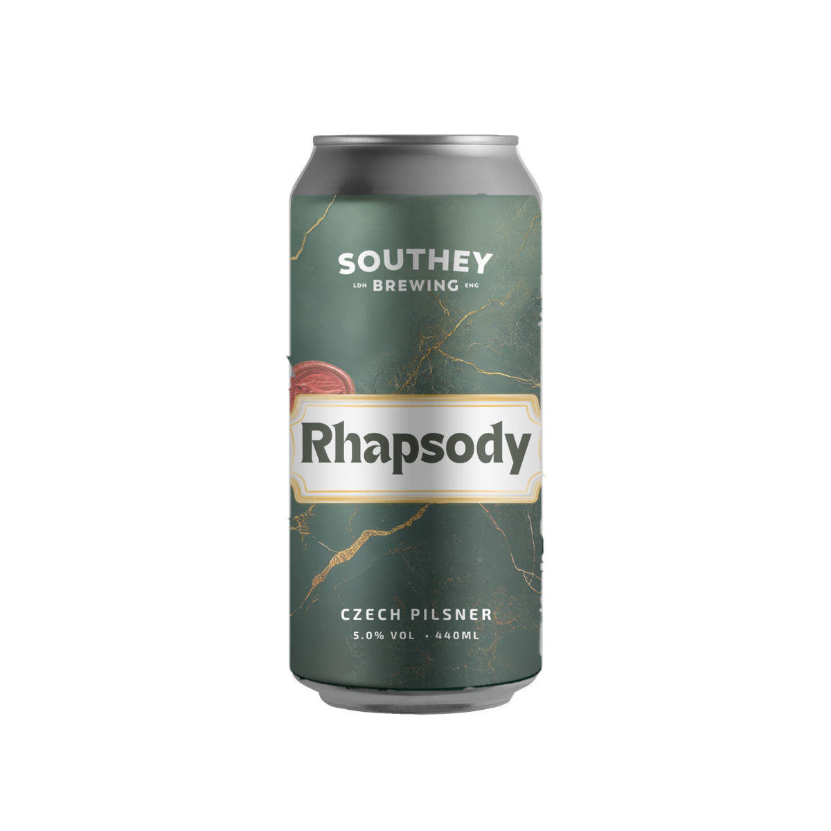 A single can of Southey Brewing Rhapsody Czech Pilsner